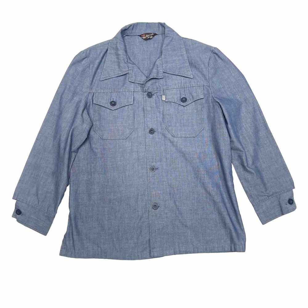 VINTAGE Levis Work Chore Shirt Mens Large Button Up Utility Work Shacket 70s